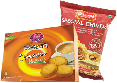 

Mithai4all Diwali Gift Hamper of Osmania Biscuits, Special Chiwda with Paper Bag Combo(1 Hamper)