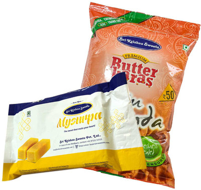 

Mithai4all Diwali Gift Hamper of Mysurpa, Ribbon Pakoda with Paper Bag Combo(1 Hamper)