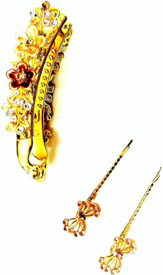 

KANISHA FASHION GOLD TONE ALLOY BANANA HAIR CLIP WITH HAIR PIN WITH FLOWER AND RHINESTONE Banana Clip, Hair Pin, Hair Claw(Copper)