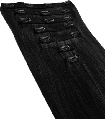 

Krome Jet Black Full Head 120 Grams Remy Thinned Stitched Human Extensions 22 Inches Hair Extension