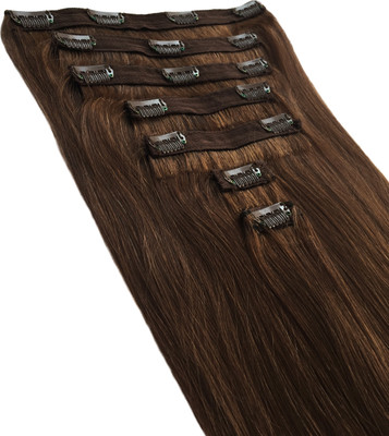 

Krome #4 Chocolate Brown Full Head 120 Grams Remy Bleached Stitched Human Hiar Extensions 16 Inches Hair Extension