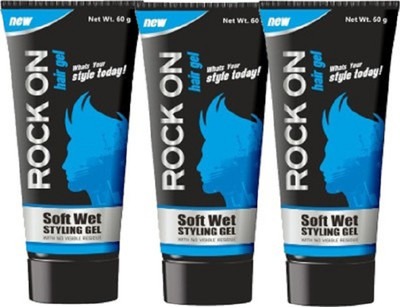 Rock on HAIR GEL SOFT WET STLING GEL 60 g pack of 3 Gel(70 g)