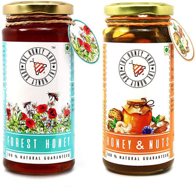 

THE HONEY SHOP Forest Honey 325g and Wild Honey with Nuts 300g Collected from deep Forest (100% Pure and Natural Energy Booster)(625 ml)
