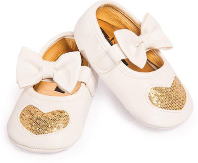 

Little Hip Boutique Girls Velcro Ballerinas(White, White golden
