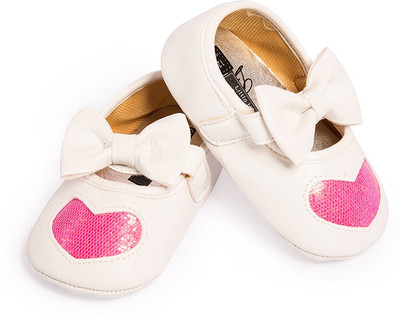 

Little Hip Boutique Girls Velcro Ballerinas(White, White pink