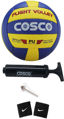 Cosco Combo Of Volleyball ( 1 Flight : Size - 4 ), ( 1 Pump ), ( 2 Band ) Volleyball Kit