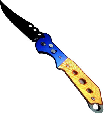 

MAMTA Gold Blue Folding Knife For Camping and Survival With Push/Lock Button Pocket Knife(Gold, Blue)