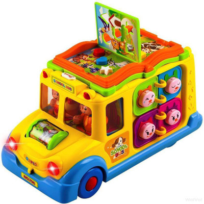 Krivan Learning School Bus with Lights and Sound, Early Educational Toys for Children Toy (Multicolour)(Multicolor)