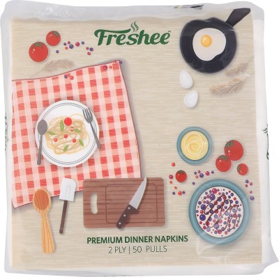 Freshee 2 Ply Premium Dinner White Cloth Napkins(50 Sheets)