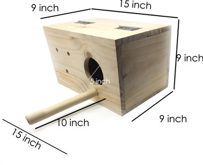

Anokhe Collections Natural Wood Mountable Nest cum Breeding Box with Perch for Cockatoo, Amazon, Macaw, African Grey Birds Bird House