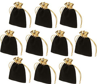 

SYGA Set of 10 Black High-Grade Velvet Bag Gold Mouth Jewellery Bag Drawstring Harness Pocket Gift Jewellery Pouch (12x15cm) Pouch(Black)