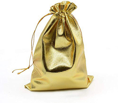 

SYGA Set of 20 Golden Multi-Purpose Drawstring Bag Candy Pouch Jewellery Pouch (13x18cm) Pouch(Gold)