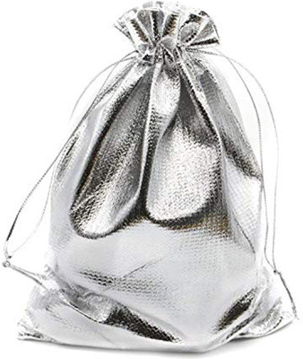 

SYGA Set of 10 Silver Multi-Purpose Drawstring Bag Candy Pouch Jewellery Pouch (13x18cm) Pouch(Silver)