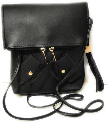 just take Women Casual Black PU Sling Bag