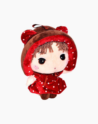 

OWO Stuffed Cute Doll with Brown & Maroon Hat for Girls Soft Toy - 40 cm(Maroon)