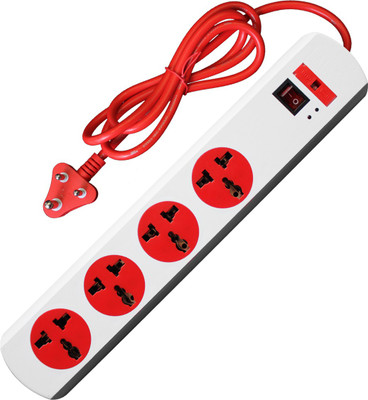 

MX 4 Sockets Universal Power Strip With Single Switch and Fuse - Auto Detects wire connection 4 Socket Surge Protector(Multicolor)