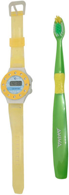 

BOXO Set Of 2 Pcs Digital Watch for Kids with Cute Tooth Brush Daily Use, Multicolor Soft Toothbrush(Pack of 2)