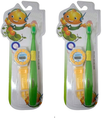 

Fully Beautiful Flexibels Kids Toothbrush With Kids Watch , Multicolor Ultra Soft Toothbrush(Pack of 4)