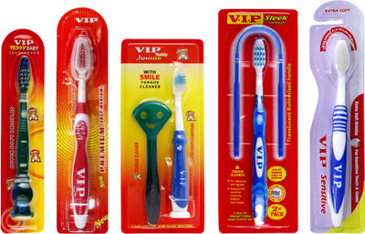 

V.I.P Baby Care and Family Oral Hygiene Pack ( 2 QTY PER PRODUCT OF TOOTHBRUSH) Extra Soft Toothbrush(Pack of 10)