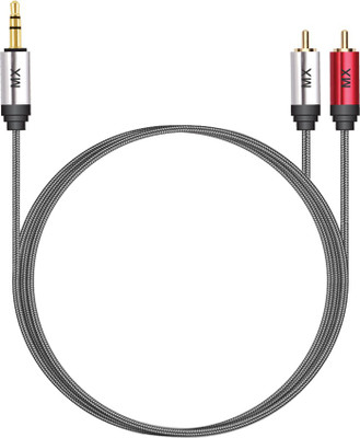 

MX TV-out Cable 0.5 Meters 2 Feet Ep Stereo 3.5mm to 2 RCA Male Cable Auxiliary Aux Cable(Grey, For iPod)