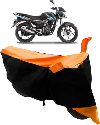 SHOOLIN Two Wheeler Cover for Bajaj(Discover 100 DTS-i, Black, Orange)