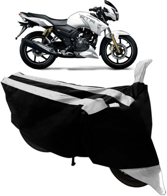 SHOOLIN Two Wheeler Cover for TVS(Apache RTR 180, Black, Silver)