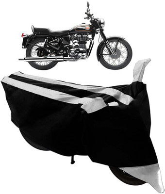 SHOOLIN Two Wheeler Cover for Royal Enfield(Classic 350, Black, Silver)