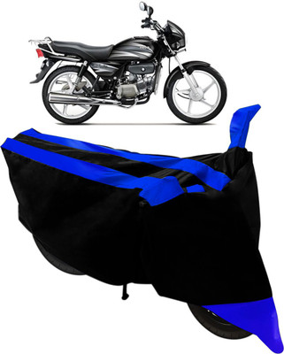 Purpleheart Two Wheeler Cover for Hero(Splendor Plus, Black, Blue)