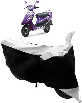 Purpleheart Two Wheeler Cover for TVS(Scooty Pep+, Black, Silver)