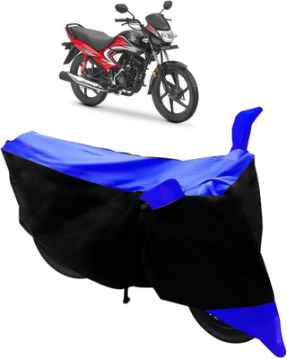 Purpleheart Two Wheeler Cover for Honda(Dream Yuga, Black, Blue)