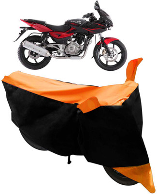 Purpleheart Two Wheeler Cover for Bajaj(Pulsar 220 DTS-i, Black, Orange)