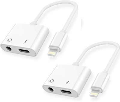

ReTrack SET OF 2PC 3.5mm Aux Jack Headphone Earphones Audio Splitter White Cable Charging Music USB Adapter(White)