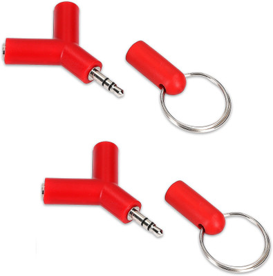 

ReTrack SET OF 2PC Y Shape 3.5mm Double Jack Audio Splitter Headphone Male To Two Female USB Adapter(Red)