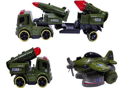 

Emob Amazing 3 Pcs Army Military Force Vehicles Toys Play Set for Kids with 2(Multicolor)