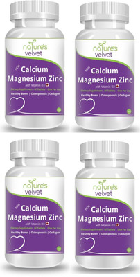 

Natures Velvet Lifecare Calcium Magnesium Zinc with Vitamin D3, 60 Tablets - Pack of 4(1000 mg)