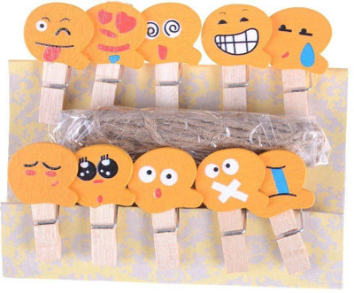 

Artfinesse Fancy Mini Emoji Wooden Clips (4 cm x 0.5 cm x 1.5cm )