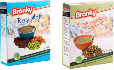 Branky Ragi Malt Mix & Sprouted Green Gram Mix- Combo Pack of 2 Cereal(600 g, Pack of 2, 8+ Months)