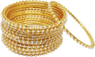 Chrishan Alloy Pearl Gold-plated Bangle Set