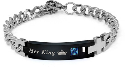 NAKABH Stainless Steel Black Silver Bracelet