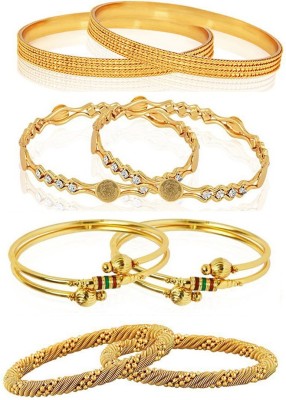 YouBella Alloy Gold-plated Bangle Set(Pack of 8)