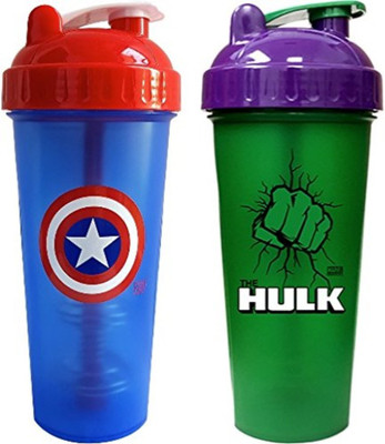 

jmdaddictiongallery Shaker Captain America/Hulk Combo 800 ml Shaker(Pack of 2, Multicolor), Blue & green