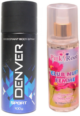 

Pink Root CLUB NUIT FEMME MIST 200ML WITH DENVER RIDER DEO(Set of 2)