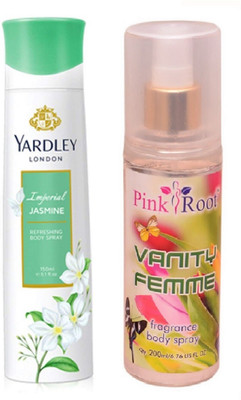 

Pink Root VANITY FEMME MIST 200ML WITH YARDLEY LONDON JASMINE DEO 150ML(Set of 2)