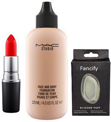 

fancify Silicon Puff & Face And Body Foundation & Matte Lipstick(Set of 3)