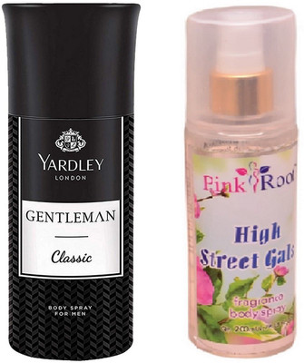 

Pink Root HIGH STREET GALS MIST 200ML WITH YARDLEY LONDON GENTLEMAN DEO 150ML(Set of 2)