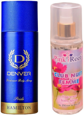 

Pink Root CLUB NUIT FEMME MIST 200ML WITH DENVER PRIDE DEO(Set of 2)