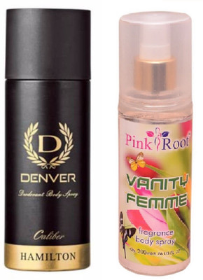 

Pink Root VANITY FEMME MIST 200ML WITH DENVER CALIBER DEO(Set of 2)