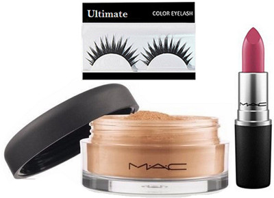 

Ultimate Eyelashes, Lustre Rouge A Levres Matte Finish Lipstick With Loose Powder(Set of 3)