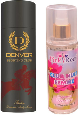 

Pink Root CLUB NUIT FEMME MIST 200ML WITH DENVER SPORT DEO(Set of 2)