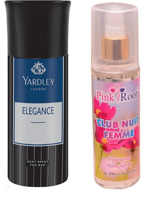 

Pink Root CLUB NUIT FEMME MIST 200ML WITH YARDLEY LONDON ELEGANCE DEO 150ML(Set of 2)